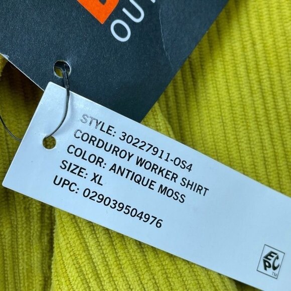 Bass Outdoor Corduroy Worker Shirt XL Antique Moss Durable Shacket a1694 - Picture 9 of 9